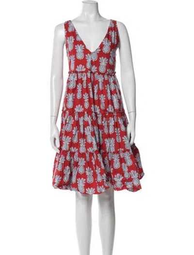 Pre-owned La Doublej Printed Mini Dress In Red