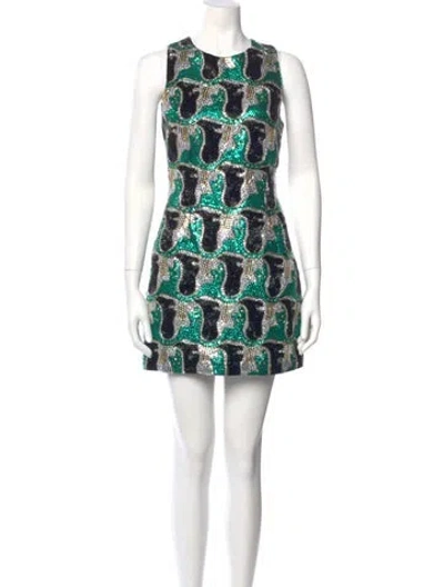 Pre-owned La Doublej Printed Mini Dress W/ Tags In Green