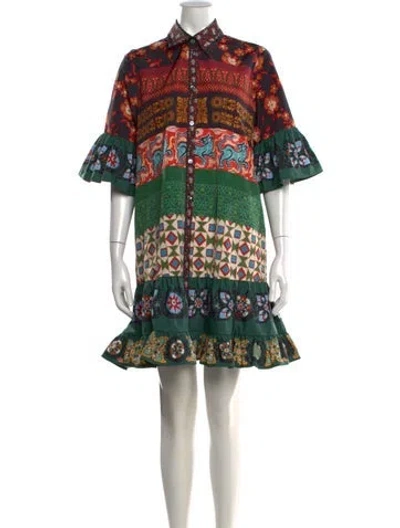 Pre-owned La Doublej Printed Mini Dress W/ Tags In Green
