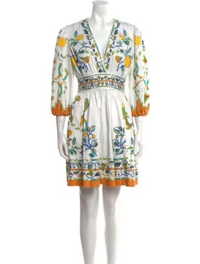 Pre-owned La Doublej Printed Mini Dress In White