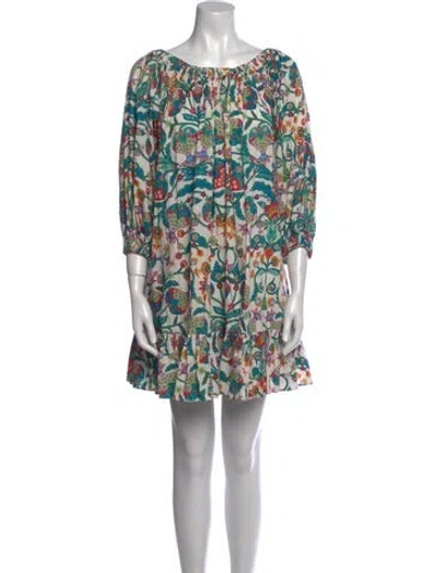 Pre-owned La Doublej Printed Mini Dress In White