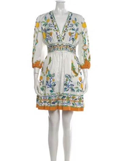 Pre-owned La Doublej Printed Mini Dress In White