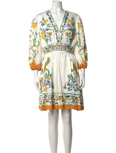 Pre-owned La Doublej Printed Mini Dress In White