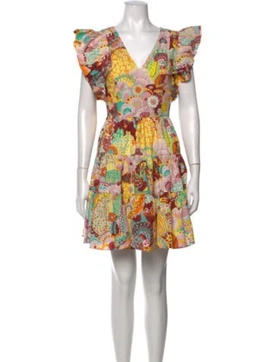 Pre-owned La Doublej Printed Mini Dress In Yellow