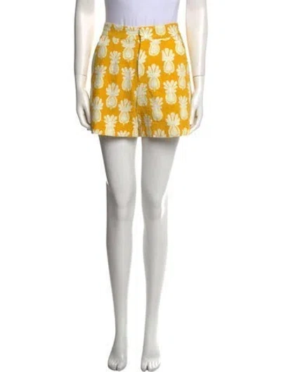 Pre-owned La Doublej Printed Mini Shorts In Yellow