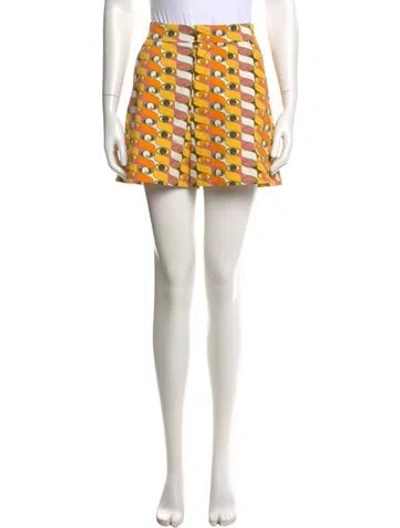 Pre-owned La Doublej Printed Mini Shorts In Yellow