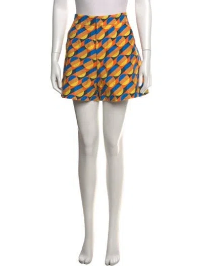 Pre-owned La Doublej Printed Mini Shorts In Yellow