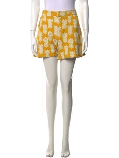 Pre-owned La Doublej Printed Mini Shorts In Yellow