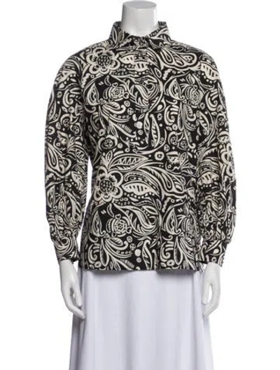 Pre-owned La Doublej Printed Mock Neck Blouse In Multi