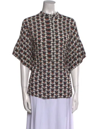 Pre-owned La Doublej Printed Mock Neck Blouse W/ Tags In Multi