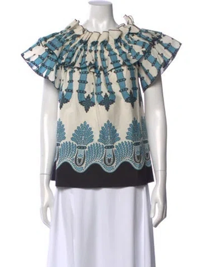 Pre-owned La Doublej Printed Off-the-shoulder Blouse In Multi