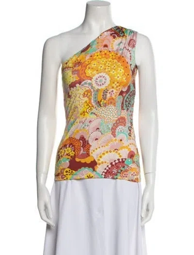 Pre-owned La Doublej Printed One-shoulder Top In Multi