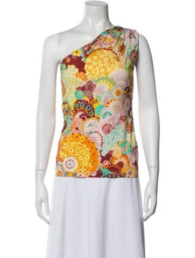 Pre-owned La Doublej Printed One-shoulder Top In Multi