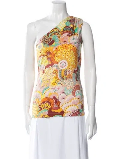 Pre-owned La Doublej Printed One-shoulder Top W/ Tags In Orange