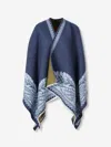 La Doublej Wool And Silk-blend Jacquard Wrap In Blue