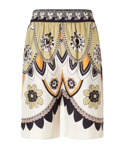 La Doublej Printed Satin Elastic Waist Culottes In Multi