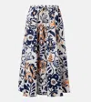 La Doublej Printed Satin Midi Skirt In Multi