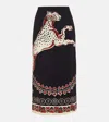 La Doublej Printed Satin Pencil Skirt In Multicolor