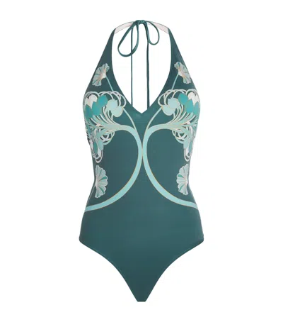 La Doublej Printed Sexy Swimsuit In Green