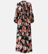La Doublej Printed Shirred Silk Maxi Dress In Multicoloured