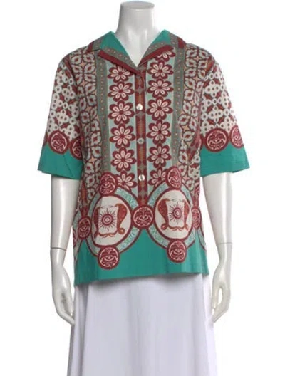 Pre-owned La Doublej Printed Short Sleeve Blouse In Multi