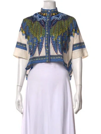 Pre-owned La Doublej Printed Short Sleeve Blouse In Multicolor