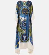 La Doublej Multicolor Kaftan With Belted Waist And All-over Graphic Print In Multicoloured