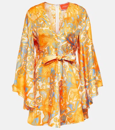 La Doublej Printed Silk Minidress In Yellow