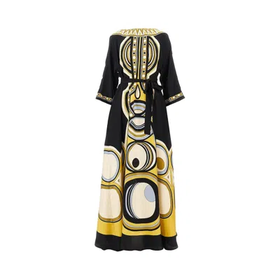 La Doublej Printed Silk 'muumuu' Long Dress In Multi