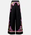 La Doublej Icon Palazzo Printed Silk-twill Wide-leg Pants
