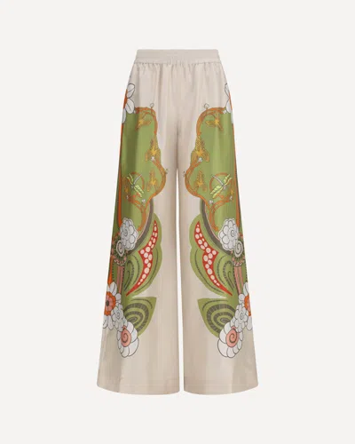 La Doublej Printed Silk Palazzo Pants In Multicolour