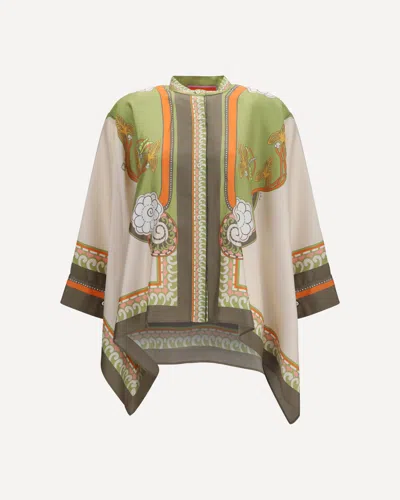La Doublej Printed Silk Scarf Shirt In Multicolour