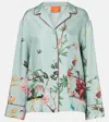 La Doublej Floral Panel Pyjama Shirt In Blue