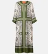 La Doublej Printed Silk Twill Kaftan In White