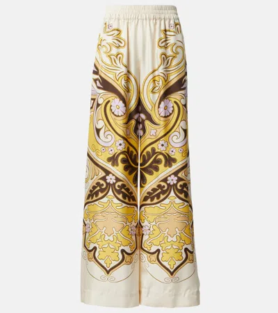La Doublej Printed Silk Twill Palazzo Pants In Spells Placée