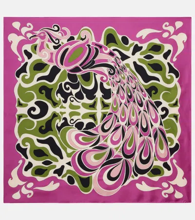 La Doublej Printed Silk Twill Scarf In Multi