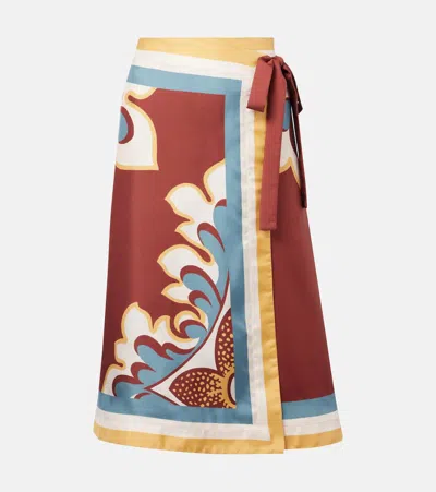La Doublej Printed Silk Wrap Skirt In Multi