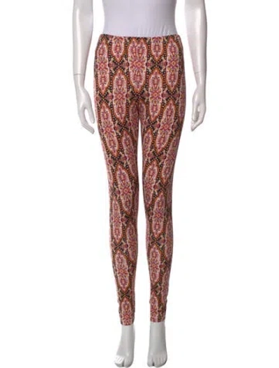 Pre-owned La Doublej Printed Skinny Leg Pants In Black