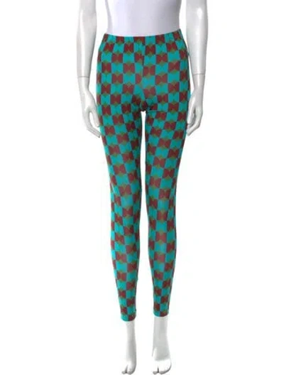 Pre-owned La Doublej Printed Skinny Leg Pants In Blue