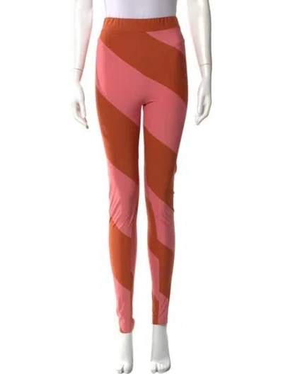 Pre-owned La Doublej Printed Skinny Leg Pants In Pink