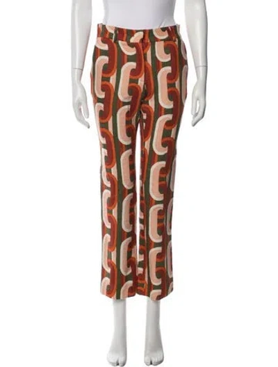 Pre-owned La Doublej Printed Straight Leg Pants In Orange
