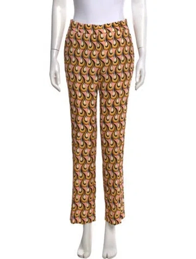 Pre-owned La Doublej Printed Straight Leg Pants In Yellow