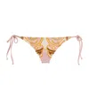 La Doublej Printed String Bikini Bottoms In Pink