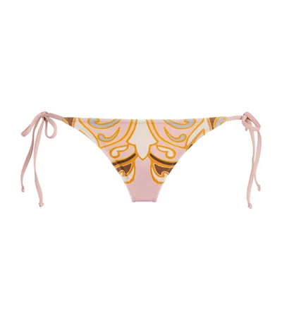 La Doublej Printed String Bikini Bottoms In Pink
