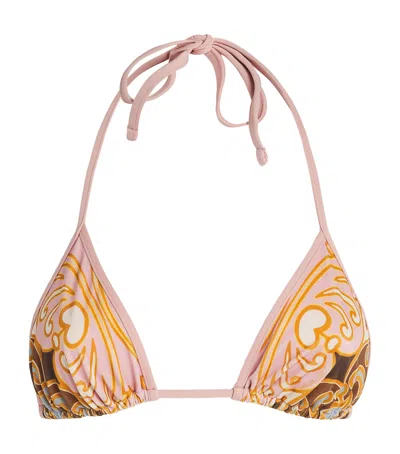 La Doublej Printed Triangle Bikini Top In Multi