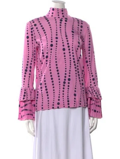 Pre-owned La Doublej Printed Turtleneck Blouse In Purple