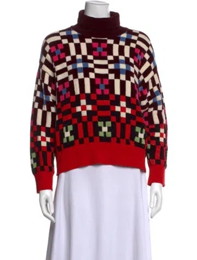 Pre-owned La Doublej Printed Turtleneck Top In Red