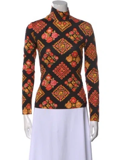 Pre-owned La Doublej Printed Turtleneck Top W/ Tags In Black