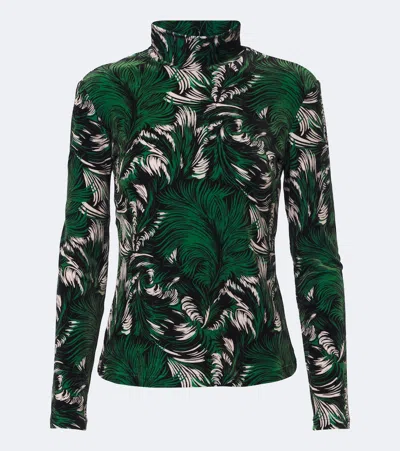 La Doublej Printed Velvet Top In Green