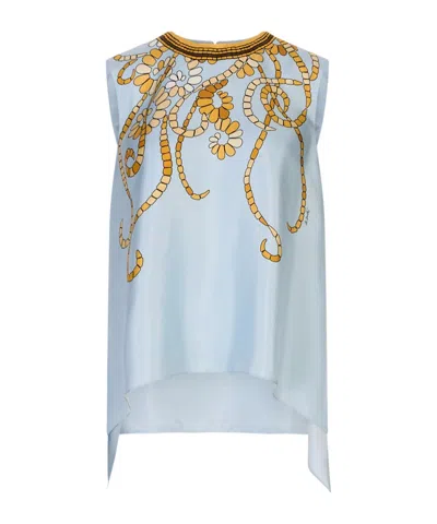 La Doublej Printed Vest In Blue